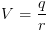 plot:\[V = \frac{q}{r}\]