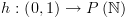 plot:\[h:\left( {0,1} \right) \to P\left(
 \mathbb{N} \right)\]