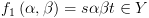 plot:\[{f_1}\left( {\alpha ,\beta } \right) =
 s\alpha \beta t \in Y\]