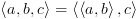 plot:\[\left\langle {a,b,c}
 \right\rangle  = \left\langle {\left\langle {a,b} \right\rangle ,c}
 \right\rangle \]