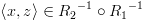 plot:\[\left\langle {x,z} \right\rangle  \in {R_2}^{ - 1} \circ {R_1}^{ - 1}\]