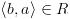 plot:\[\left\langle {b,a} \right\rangle  \in R\]