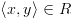 plot:\[\left\langle {x,y} \right\rangle  \in
 R\]