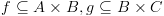 plot:\[f \subseteq A \times B,g \subseteq B \times C\]