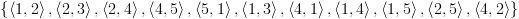 plot:\[\left\{ {\left\langle {1,2}
 \right\rangle ,\left\langle {2,3} \right\rangle ,\left\langle {2,4}
 \right\rangle ,\left\langle {4,5} \right\rangle ,\left\langle {5,1}
 \right\rangle ,\left\langle {1,3} \right\rangle ,\left\langle {4,1}
 \right\rangle ,\left\langle {1,4} \right\rangle ,\left\langle {1,5}
 \right\rangle ,\left\langle {2,5} \right\rangle ,\left\langle {4,2}
 \right\rangle } \right\}\]