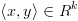 plot:\[\left\langle {x,y} \right\rangle  \in {R^k}\]