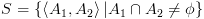 plot:\[S = \left\{ {\left\langle {{A_1},{A_2}} \right\rangle |{A_1}
 \cap {A_2} \ne \phi } \right\}\]