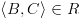 plot:\[\left\langle {B,C} \right\rangle  \in R\]