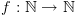 plot:\[f:\mathbb{N} \to \mathbb{N}\]