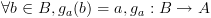 plot:\[\forall b \in B,{g_a}(b) = a, & {g_a}:B \to A\]