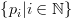 plot:\[\left\{ {{p_i}|i \in \mathbb{N}} \right\}\]