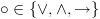 plot:\[ \circ  \in \left\{ { \vee ,
 \wedge , \to } \right\}\]