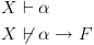 plot:[egin{gathered}
     X vdash
   alpha  hfill
   \
     X
ot 
   vdash alpha  	o F hfill
   \ 
   end{gathered}
   ]