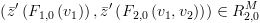 plot:\[\left( {\bar z'\left( {{F_{1,0}}\left( {{v_1}} \right)} \right),\bar
 z'\left( {{F_{2,0}}\left( {{v_1},{v_2}} \right)} \right)} \right) \in
 R_{2,0}^M\]