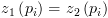 plot:\[{z_1}\left( {{p_i}} \right) =
 {z_2}\left( {{p_i}} \right)\]