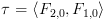 plot:\[\tau  = \left\langle
 {{F_{2,0}},{F_{1,0}}} \right\rangle \]