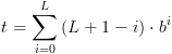 plot:\[t = \sum\limits_{i = 0}^L {\left( {L   + 1 - i} \right) \cdot {b^i}} \]