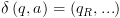 plot:\[\delta \left( {q,a}
      \right) = \left( {{q_R},...} \right)\]