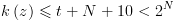 plot:$k\left( z \right) \leqslant t +
 N + 10 < {2^N}$