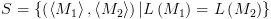 plot:$S = \left\{ {\left( {\left\langle {{M_1}}
 \right\rangle ,\left\langle {{M_2}} \right\rangle } \right)|L\left( {{M_1}}
 \right) = L\left( {{M_2}} \right)} \right\}$