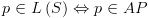 plot:$p \in L\left( S \right) \Leftrightarrow p \in AP$