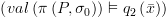 plot:$\left(
 {val\left( {\pi \left( {P,{\sigma _0}} \right)} \right) \vDash {q_2}\left(
 {\bar x} \right)} \right)$