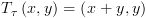 plot:${T_\tau }\left( {x,y} \right) = \left( {x + y,y} \right)$