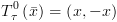 plot:$T_\tau ^0\left( {\bar x} \right) =
   \left( {x, - x} \right)$