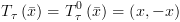 plot:${T_\tau }\left( {\bar x} \right) =
   T_\tau ^0\left( {\bar x} \right) = \left( {x, - x} \right)$