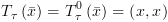 plot:${T_\tau }\left( {\bar x} \right) =
   T_\tau ^0\left( {\bar x} \right) = \left( {x,x} \right)$