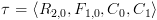 plot:\[\tau  = \left\langle
 {{R_{2,0}},{F_{1,0}},{C_0},{C_1}} \right\rangle \]